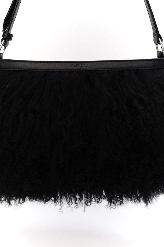 Lolli Shearling Shoulder Bag in Black