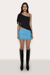 Ruched Mesh Mini Skirt