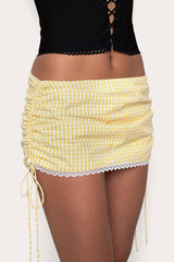Ruched Side Tie Mini Skirt