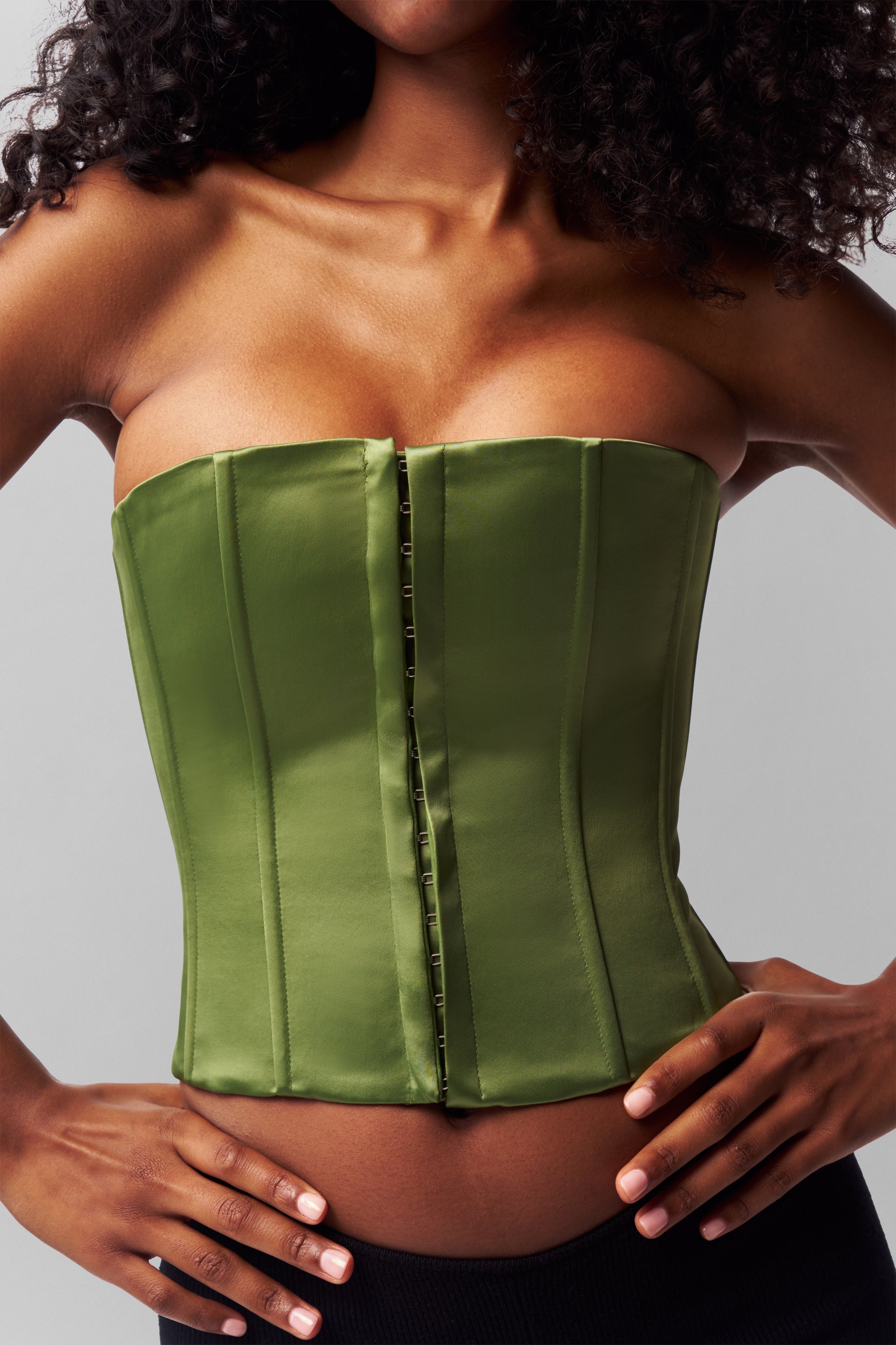 Guizio Satin Corset in Jardin