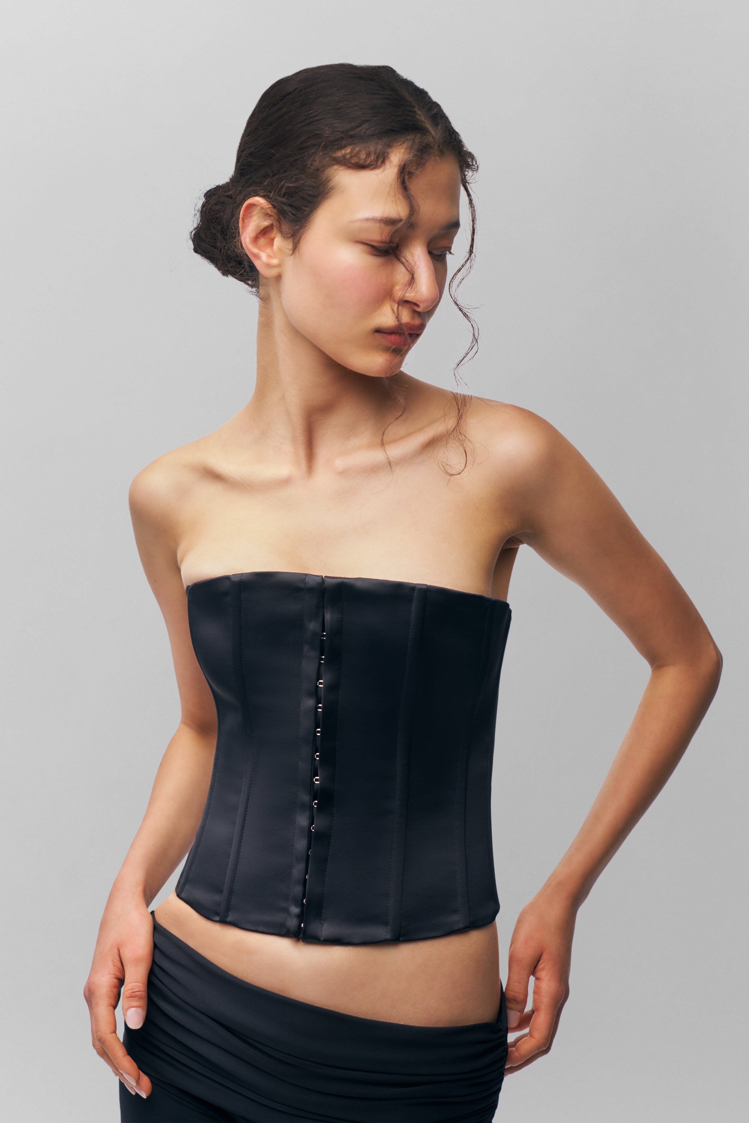 Satin Corset in Black