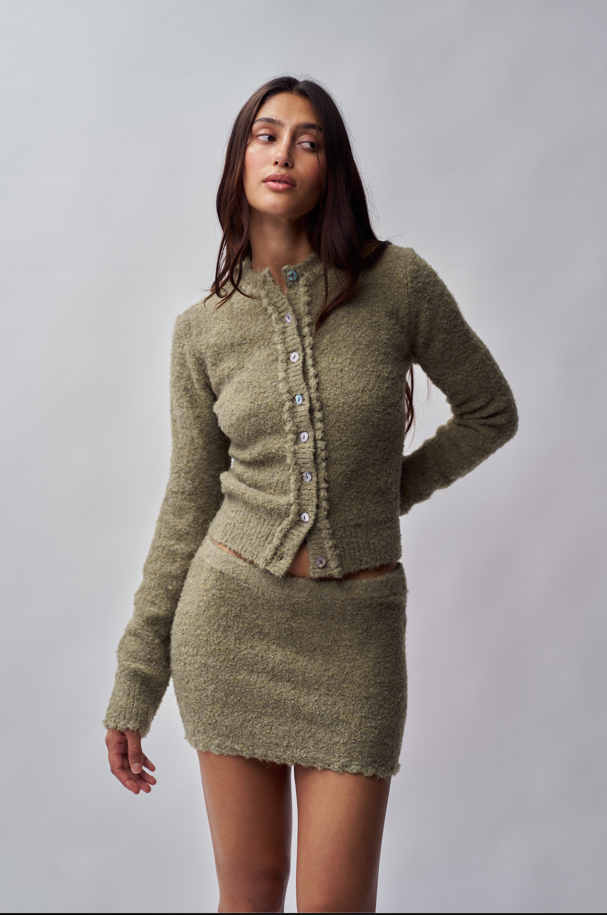 Palmyra Knit Mini Skirt in Sage