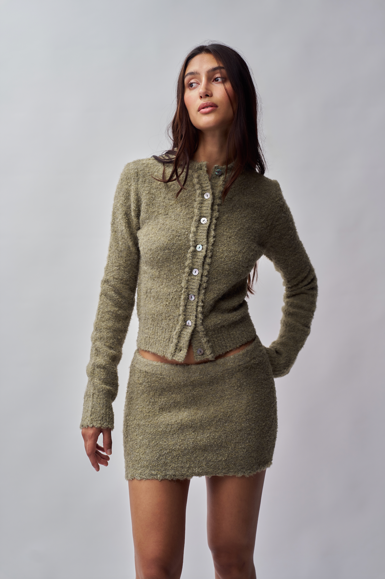 Palmyra Knit Mini Skirt in Sage