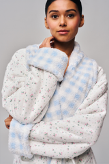 Cozy Cloud Robe in Floral White/ Gingham