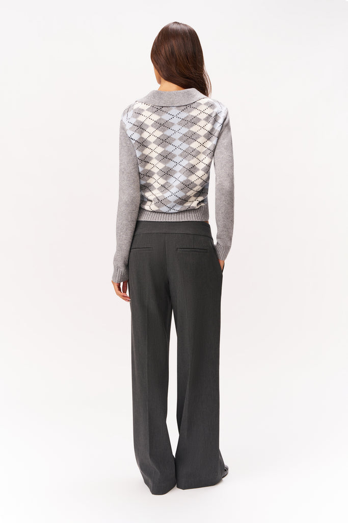 OLIVIA POLO SWEATER IN BLUE ARGYLE