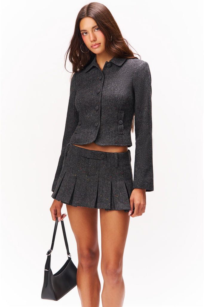 TALIA SHRUNKEN BLAZER IN DARK GREY
