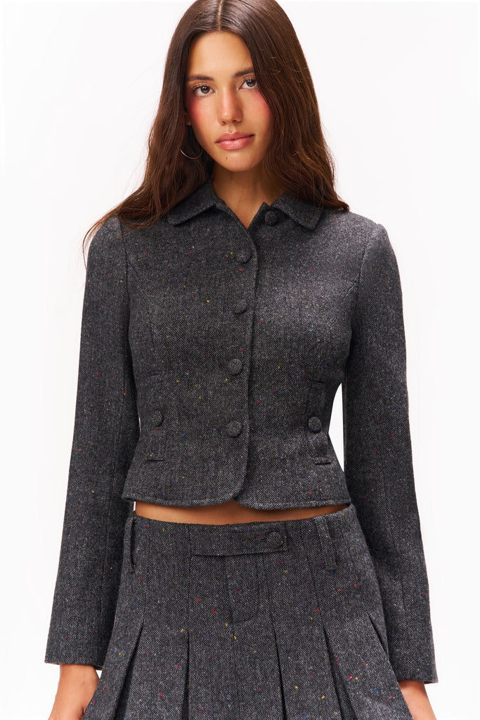 TALIA SHRUNKEN BLAZER IN DARK GREY