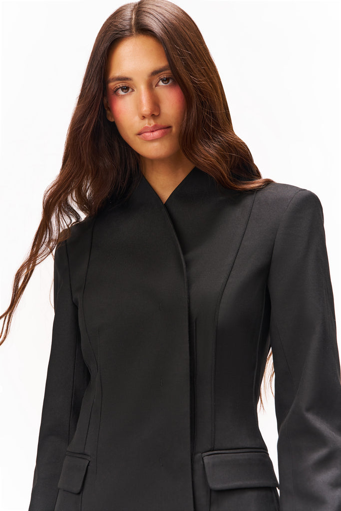 KARA HIGH NECK BLAZER IN BLACK