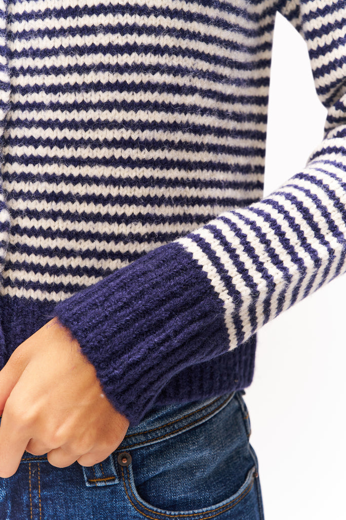 MELINA KNIT JACKET IN NAVY & WHITET STRIPE