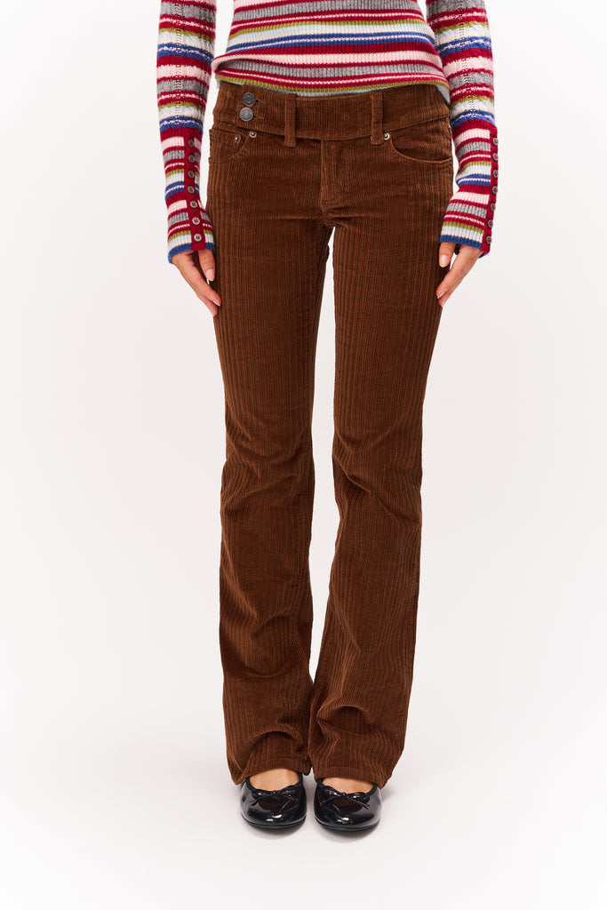 Malia Low Rise Belted Flare Corduroy Pant