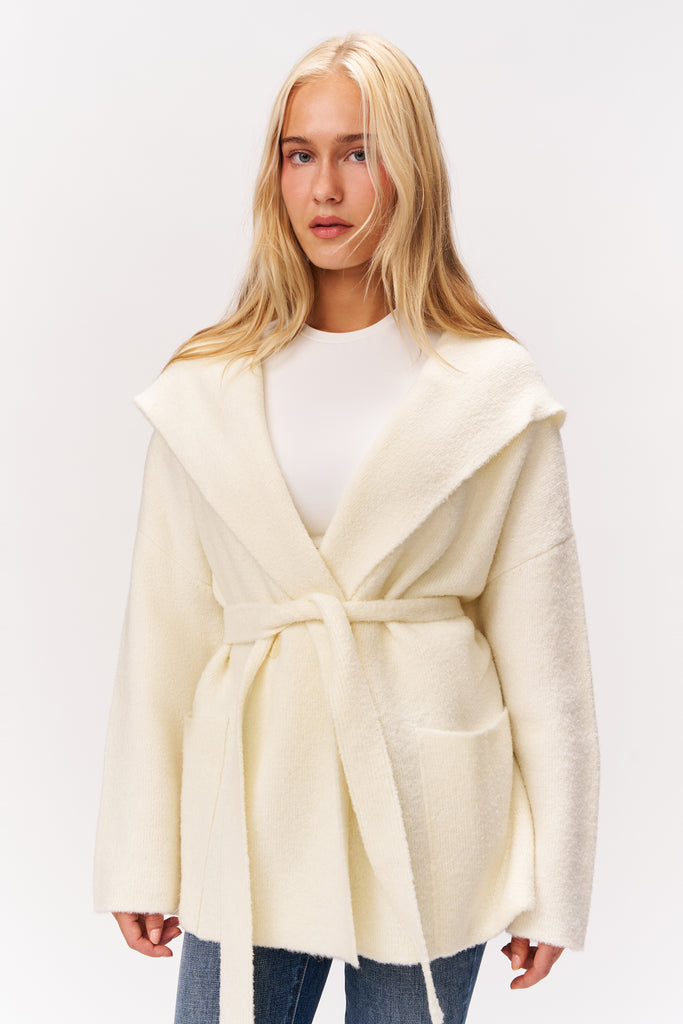 CAROLINE WRAP SWEATER IN IVORY