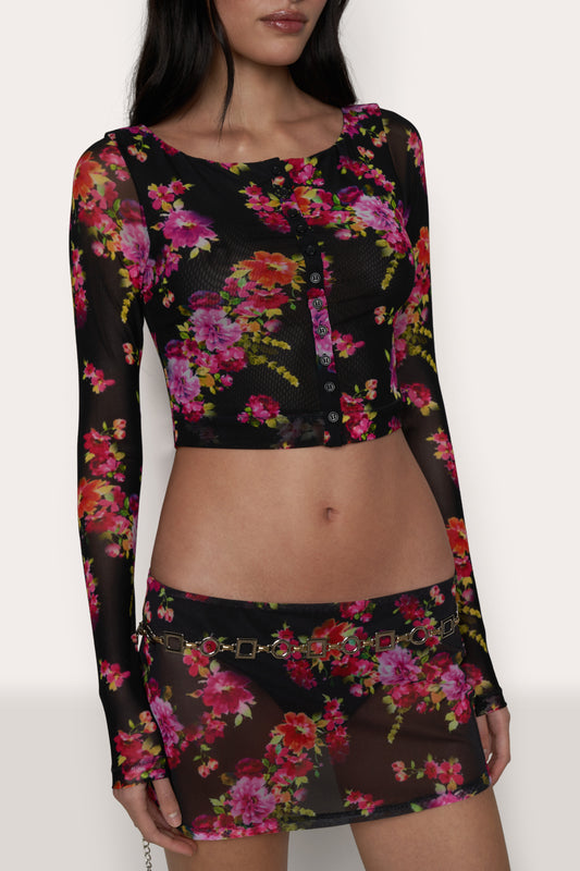 Sofia Printed Mesh Top