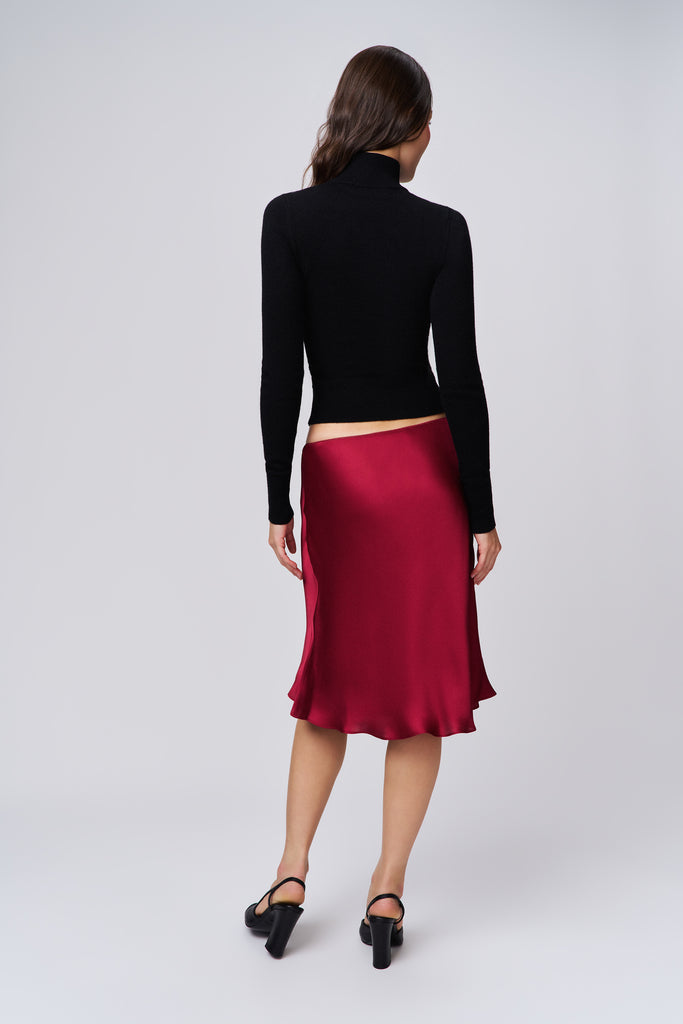 Paloma Satin Skirt In Merlot 