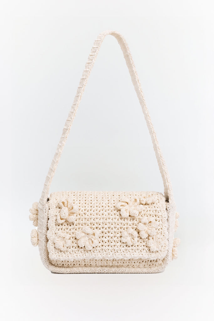 Oasis Crochet Shoulder Bag in Ivory