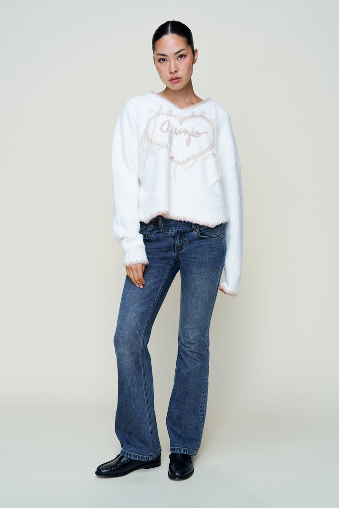 GUIZIO HEART WOOL SWEATER IN WHITE