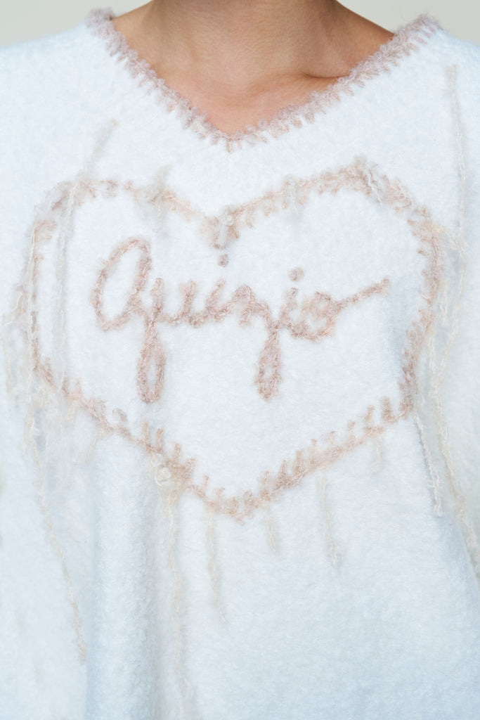 GUIZIO HEART WOOL SWEATER IN WHITE