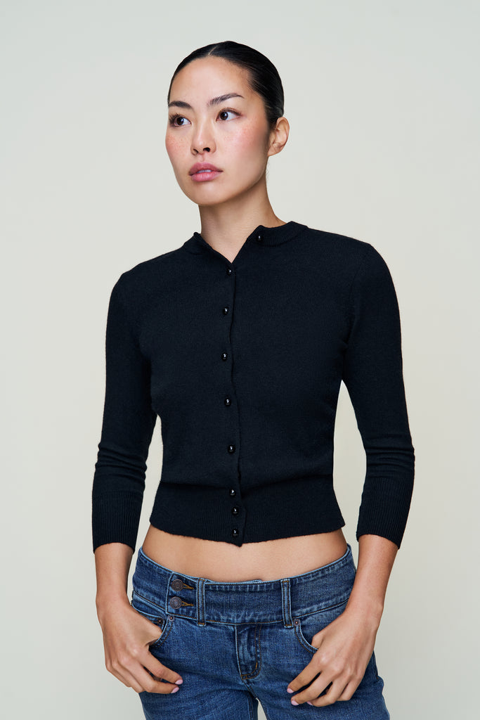 Emelie Wool Cardigan in Black
