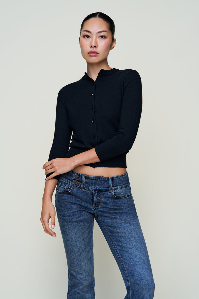 Emelie Wool Cardigan in Black