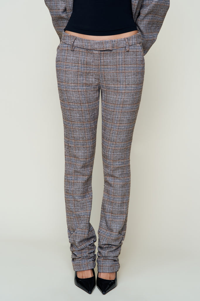 CORA RUCHED HEM TARTAN PANT