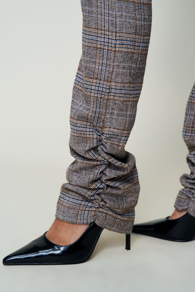 CORA RUCHED HEM TARTAN PANT