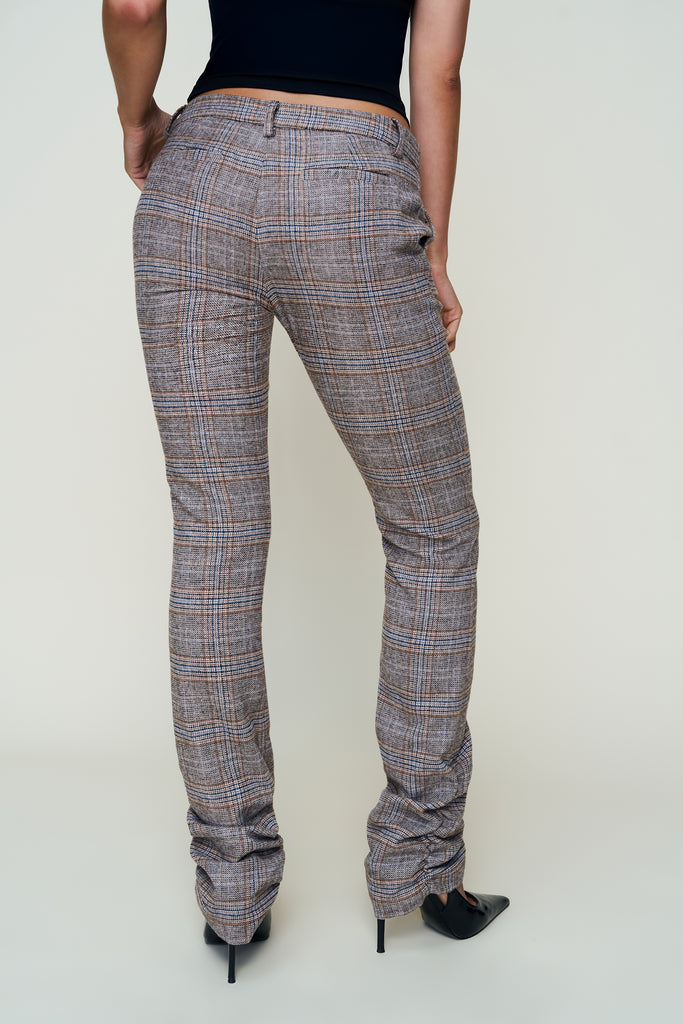 CORA RUCHED HEM TARTAN PANT