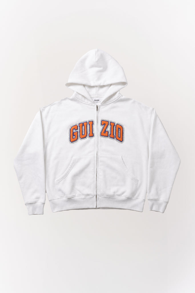 Guizio New York Forever Zip Up Oversized Studded Hoodie