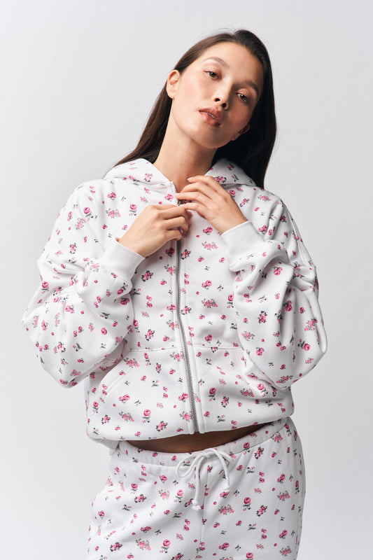 Zip Up Hoodie in Sweet Floral