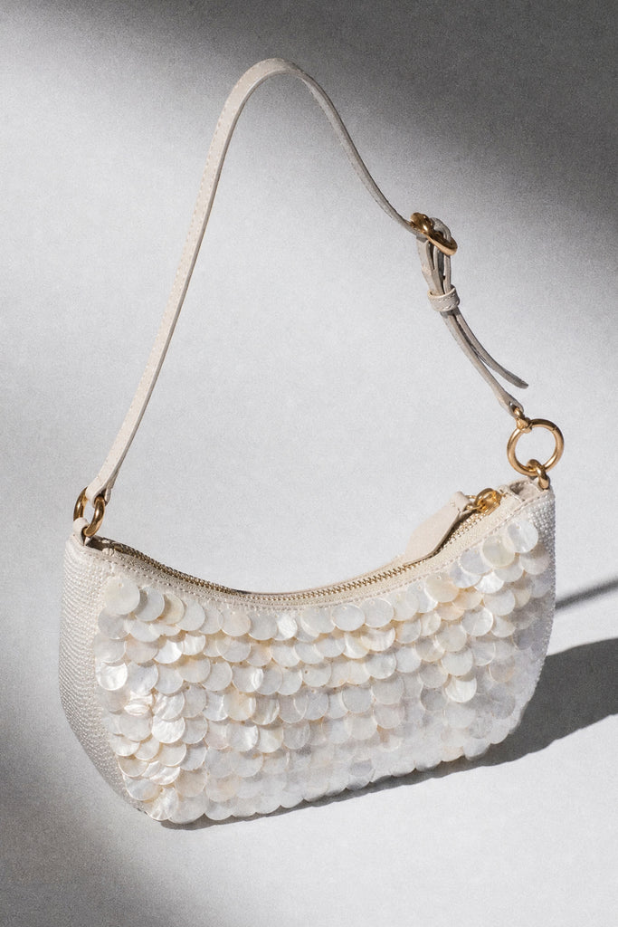 Celeste Paillette Mini Shoulder Bag in Ivory