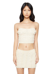 Cable Knit Bustier Strapless Top