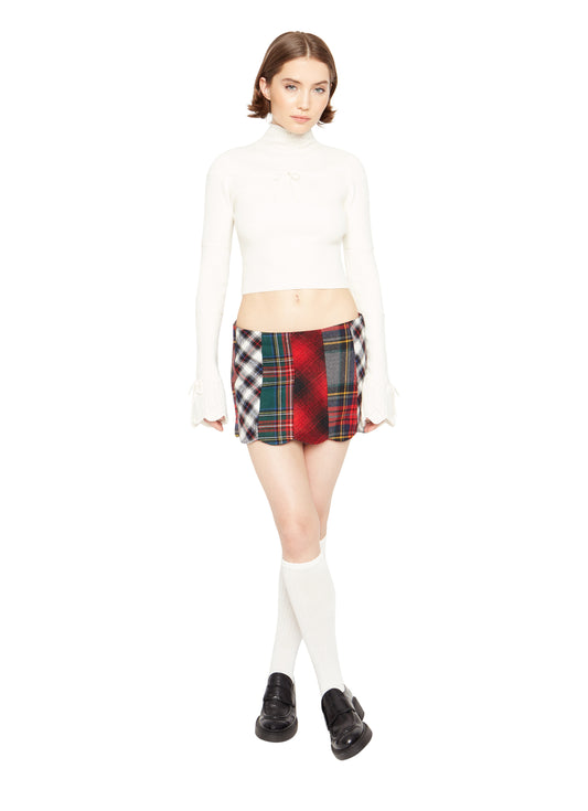 Mixed Plaid Mini Skirt