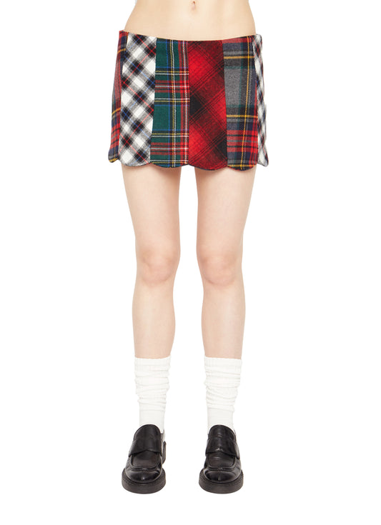 Mixed Plaid Mini Skirt